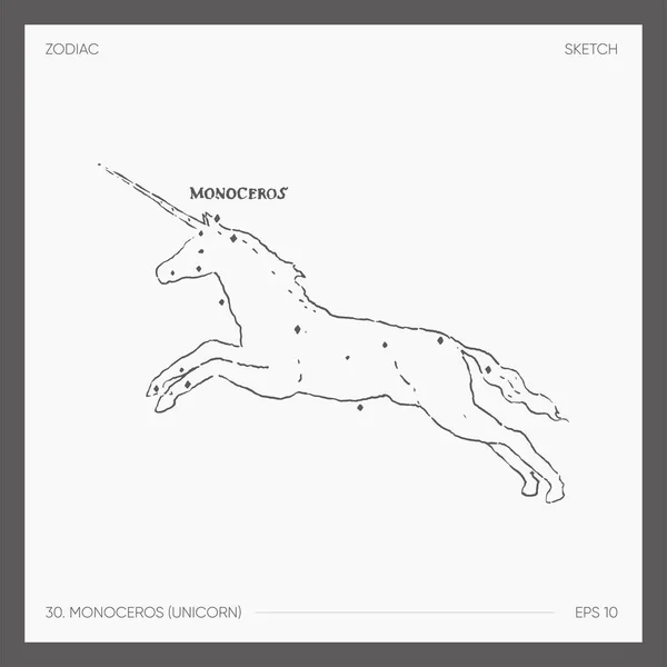 Illustration Astrological Zodiac Monoceros Unicorn Vector Illustration — Stock Vector
