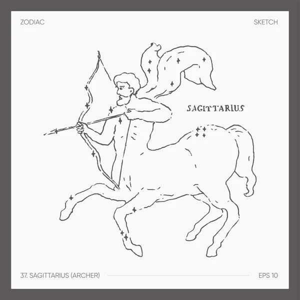 Illustration Astrological Zodiac Sagittarius Archer Vector Illustration — ストックベクタ