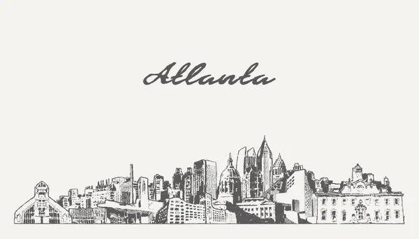 Atlanta Skyline Georgia Usa Vector Illustration Sketch — Stock vektor