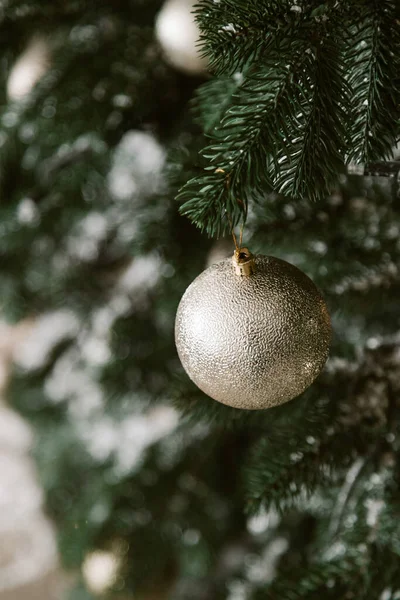 Close Van Gedecoreerde Kerstboom — Stockfoto