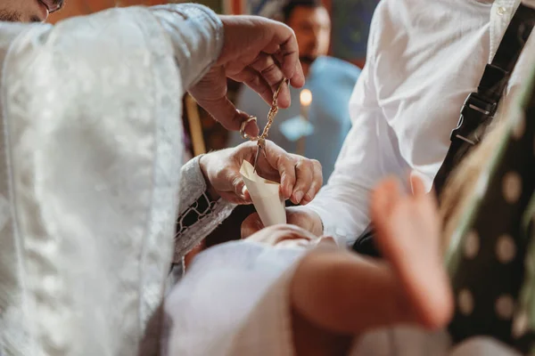 Sacramento Batismo Bebê Recém Nascido Durante Batismo — Fotografia de Stock