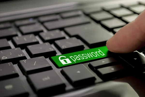 Green button password — Stock Photo, Image