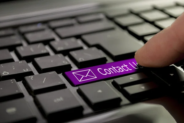 Violet button contact us — Stock Photo, Image
