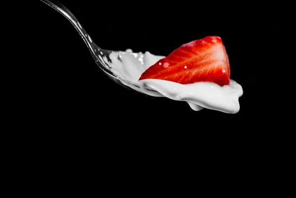 Strawberry on dipper — Stock Photo, Image