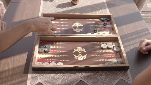 Backgammon Wonderful Stock Video Exhibits Footage Traditional Turkish Backgammon Game — Stok video