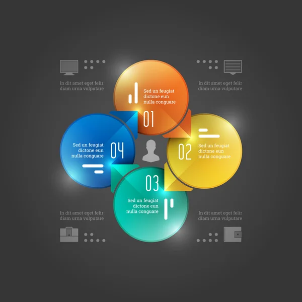 Plantilla creativa de infografías vectoriales. Diagrama de Círculos. Vector EPS10 Concepto Diseño de Ilustración — Vector de stock