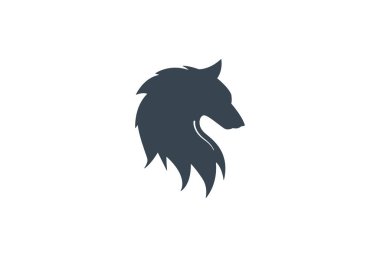 Kurt Logosu Sembol Tasarımı. Vektör Logo Şablonu. Bir kurt başı ambleminin klasik ana hatları. Lüks kürklü, modaya uygun bir logomark. EPS10
