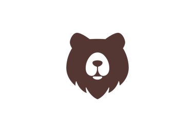Ayı Logosu Sembol Tasarımı. Vektör Logo Şablonu. Bir ayı başı ambleminin modern bir taslağı organik ve oyuncu bir logomark olarak. EPS10