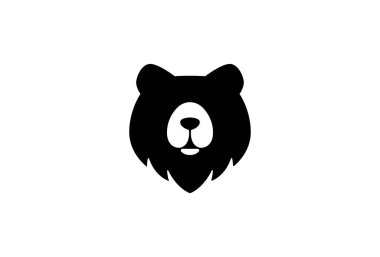 Ayı Logosu Minimum Sembol Tasarımı. Vektör Logo Şablonu. Bir ayı başı ambleminin modern bir taslağı organik ve oyuncu bir logomark olarak. EPS10