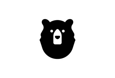 Ayı Logosu Minimum Sembol Tasarımı. Vektör Logo Şablonu. Bir ayı başı ambleminin modern bir taslağı organik ve oyuncu bir logomark olarak. EPS10