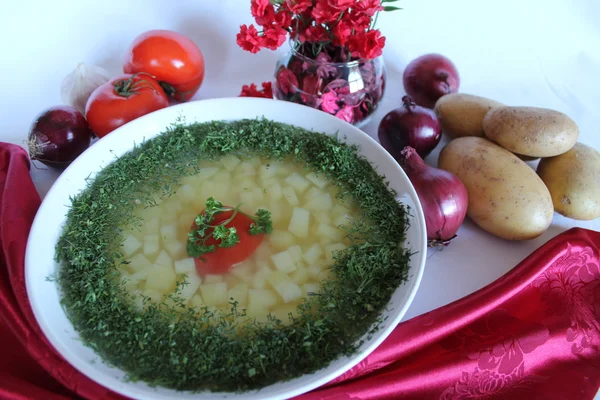 Sopa com batatas — Fotografia de Stock