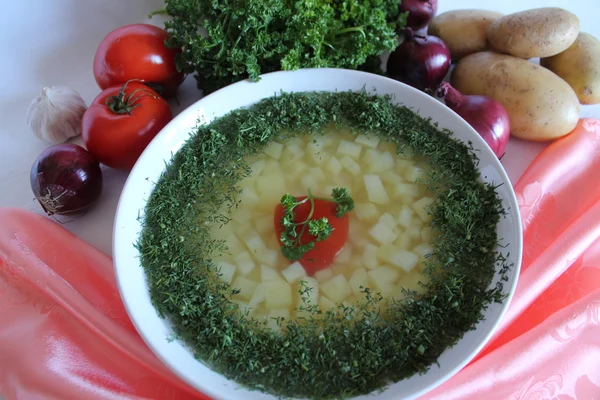 Sopa con patatas — Foto de Stock