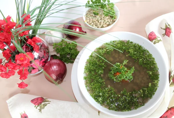 Sopa de lentilha — Fotografia de Stock