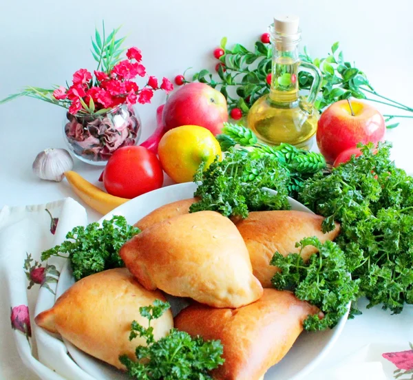 Torta con cavolo — Foto Stock