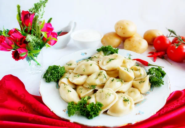 Vareniks with potatoes — Stock Photo, Image