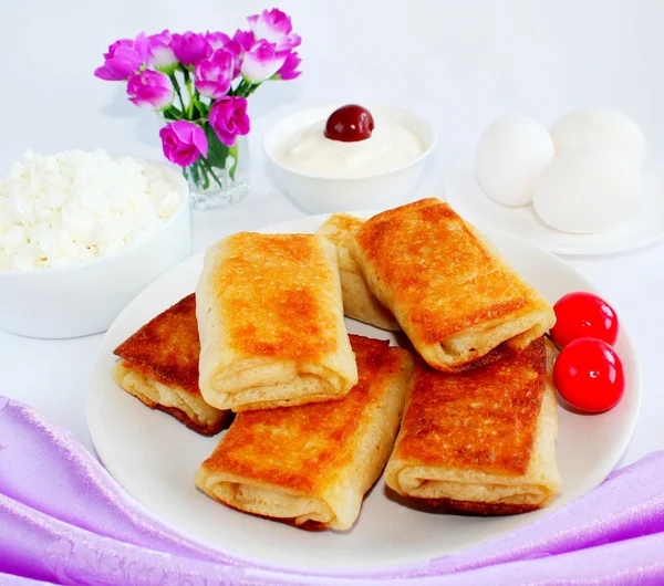 Pancakes with curd — Stock Photo, Image
