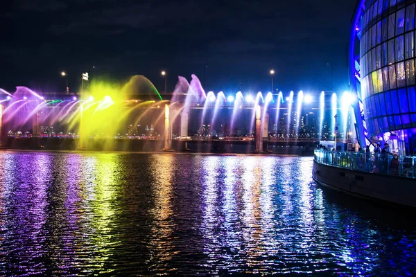 Seoul Korea Sep 2019 Cruise Han River Rainbow Fountain Show — Zdjęcie stockowe