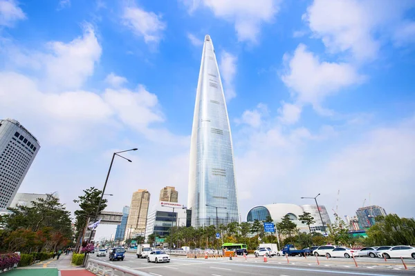 Seoul Zuid Korea Lgo 2019 Lotte Tower Stijgt Met Een — Stockfoto