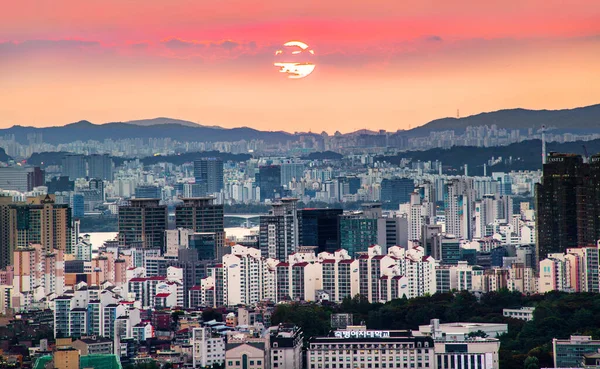 Paisagem Urbana Pôr Sol Seul Coreia Sul — Fotografia de Stock