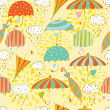 Colorful seamless pattern with umbrellas.