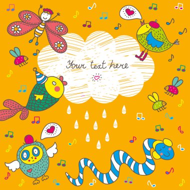 Çocuk müzik kartpostal.