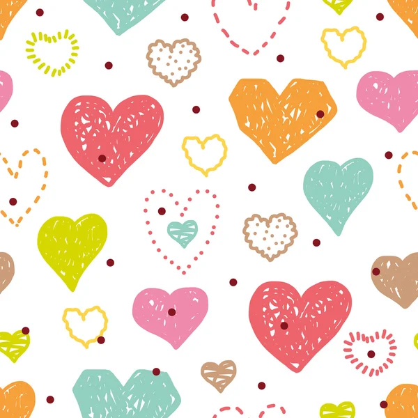 Schattig naadloze patroon met hart voor Valentijnsdag. — Stockvector