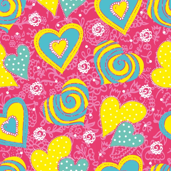 Romantic seamless pattern with hearts. — Stock Vector