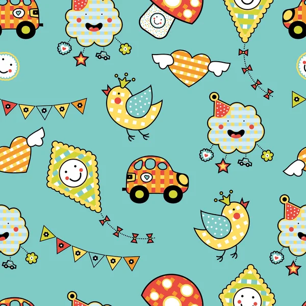 Cartoon children's seamless pattern — Stock Vector