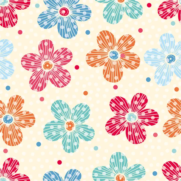 Striped flowers.Seamless pattern — Stock Vector