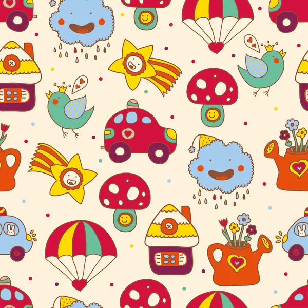 Cartoon children's seamless pattern — Stock Vector