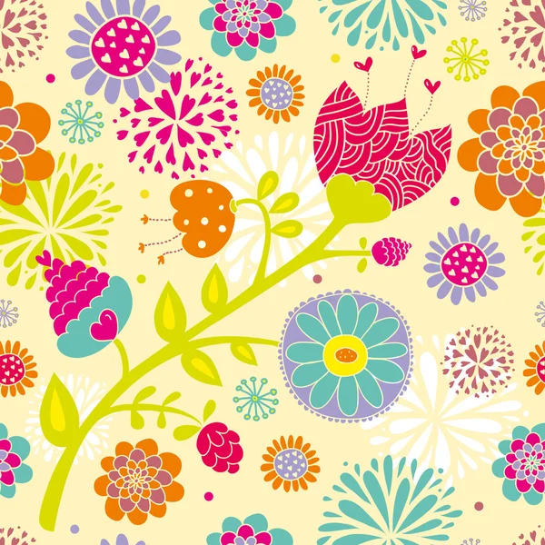 Motif sans couture coloré avec des fleurs . — Image vectorielle