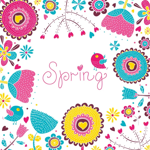 Floral background, spring theme, greeting card. — Stock Vector