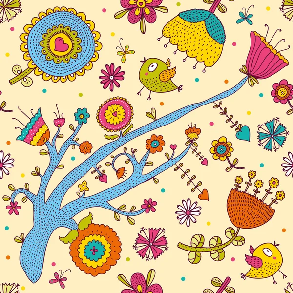 Patrón decorativo de primavera sin costuras con flores . — Archivo Imágenes Vectoriales
