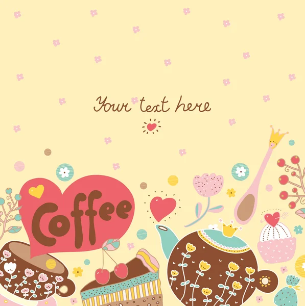 Sweetheart postcard about coffee and sweets — Stock Vector