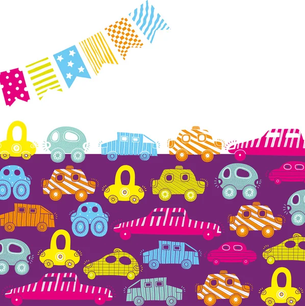 Children vector postcard with cars — Stock Illustration Children vector postcard with cars Vector Graphics