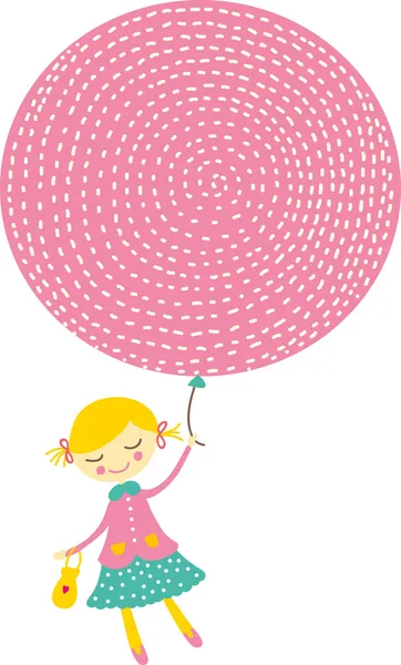 The girl is flying in a hot air balloon. — Stock Illustration The girl is flying in a hot air balloon. Vector Graphics