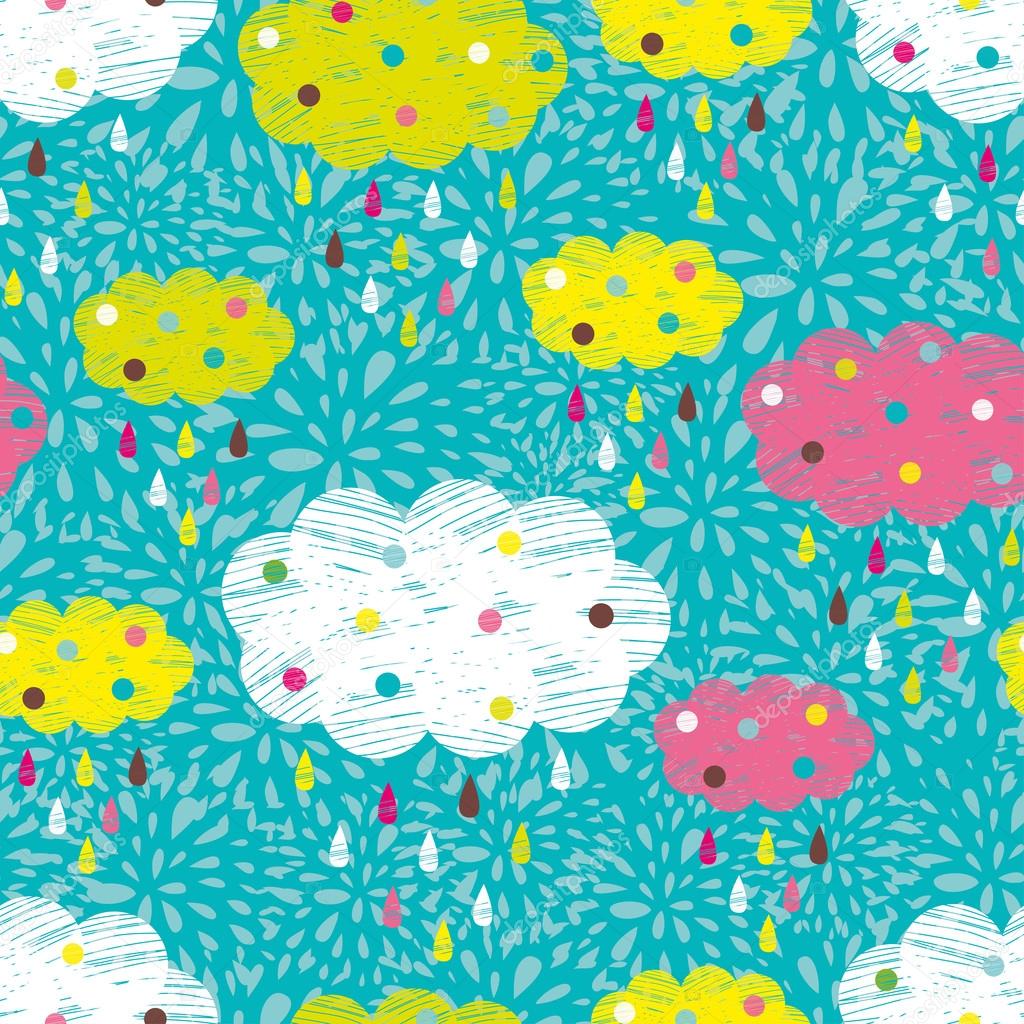 Happy clouds. Seamless pattern.