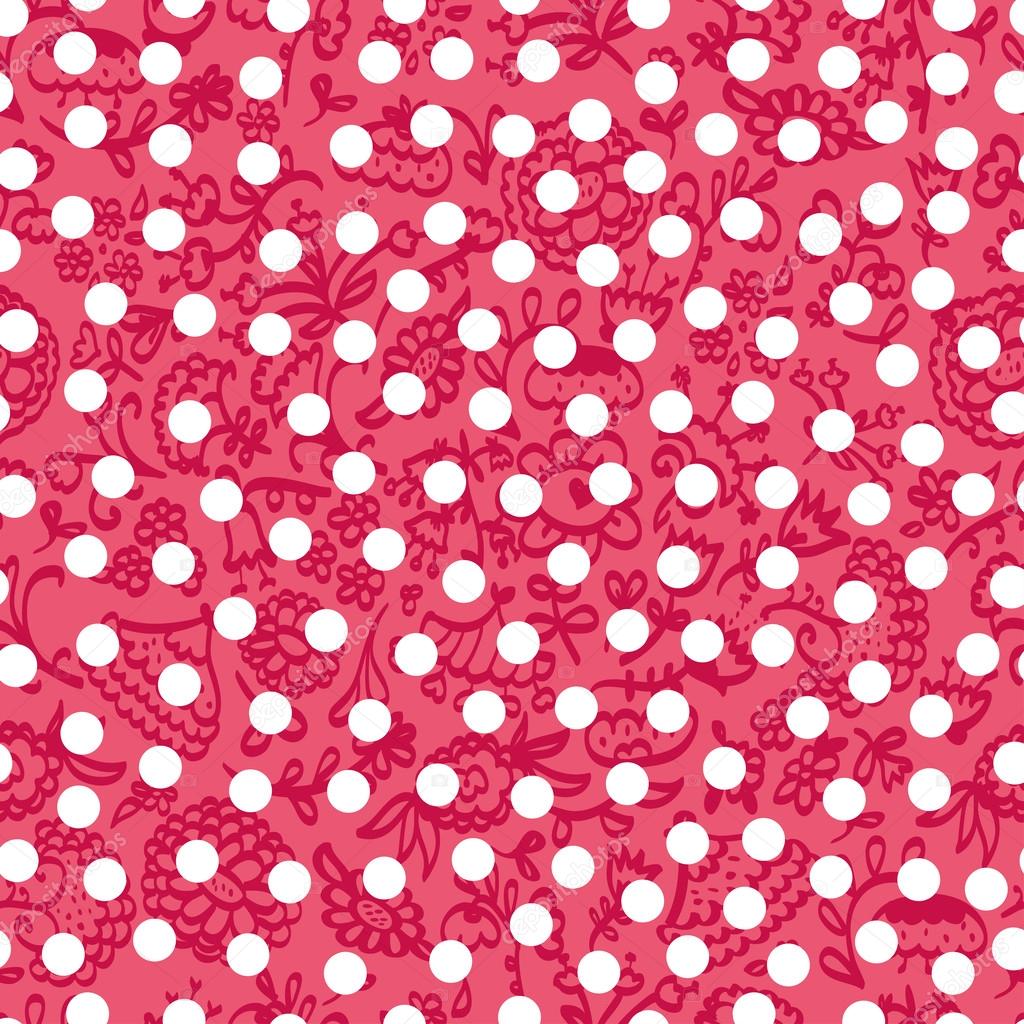 華やかな花のシームレスなテクスチャと水玉 ストックベクター C Vyazovskaya