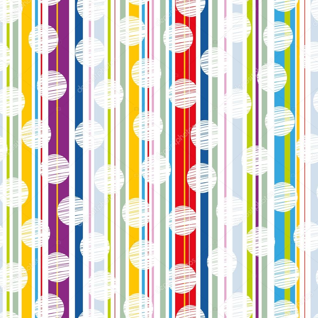 Sfondo colorato con righe e pois — Vettoriale Stock