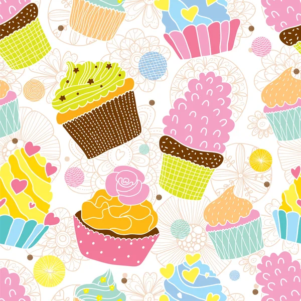 Cupcakes modèle sans couture — Image vectorielle