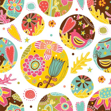 çiçekler ve kuşlar ile sorunsuz doku