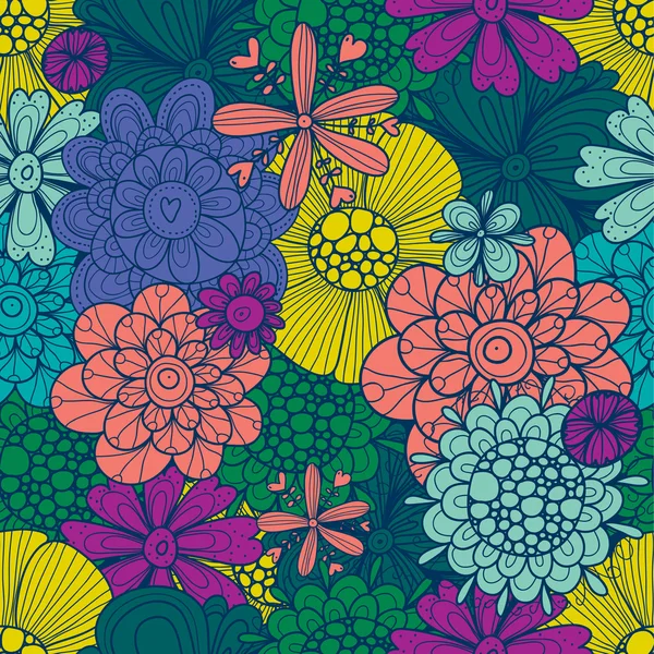 Colorful seamless pattern with flowers. — Stock Vector