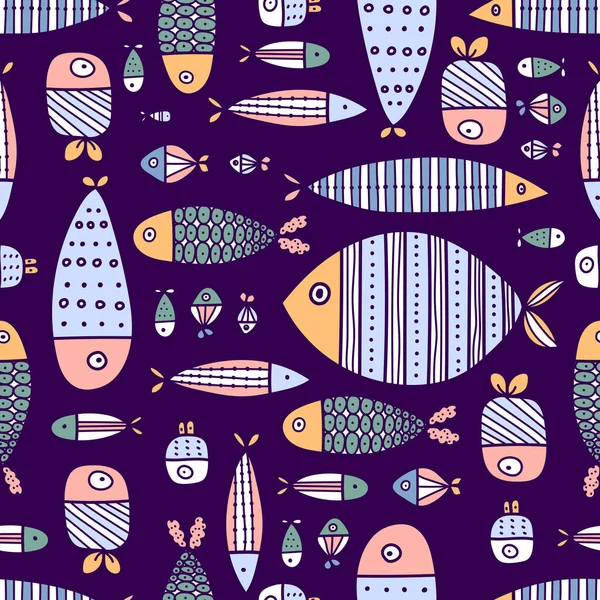 Niedlicher Fisch Kinder Hintergrund Nahtloses Muster Einsetzbar Der Textilindustrie Papier — Stockvektor