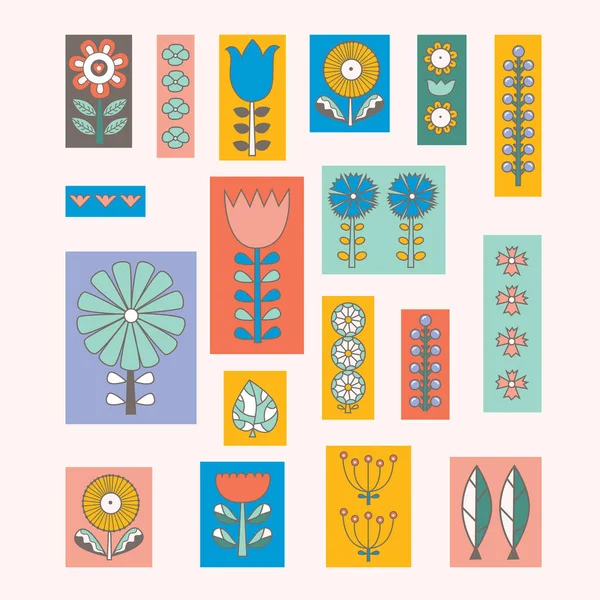 İskandinav tarzında şirin çiçekler. Yaz sebebi. Ayarla.