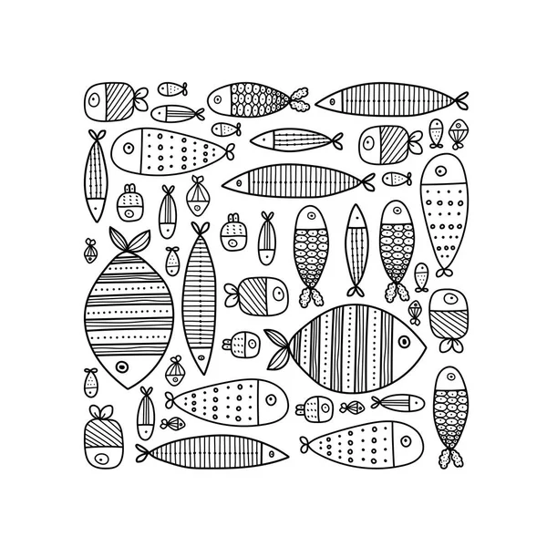 Patrón Sin Costuras Con Peces Ilustración Vectorial — Vector de stock