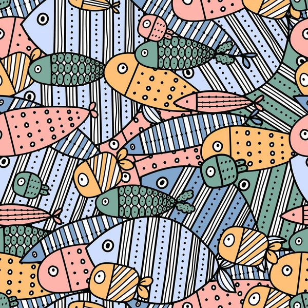 Colorful Fish Kids Background Seamless Pattern Can Used Textile Industry — Stock Vector