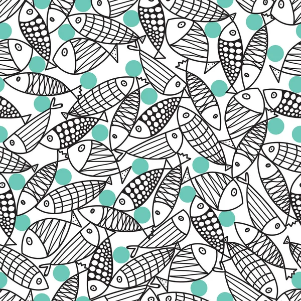 Милая Рыбка Горошек Детей Бесшовный Шаблон Использован Текстильной Промышленности Бумаге — стоковый вектор