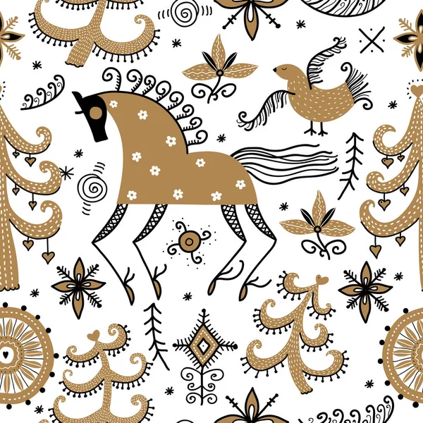 Seamless Pattern Hand Drawn Elements Vector Illustration — Stock Vector