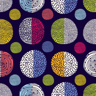 Kusursuz desen, benekli kumaş, duvar kağıdı, vektör. Neşeli polka nokta vektörsüz desen. Tekstil endüstrisinde, kağıt, arkaplanda, koleksiyon defterinde kullanılabilir.