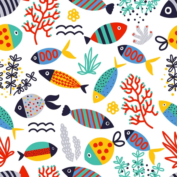 Sea Vector Seamless Pattern Can Used Textile Industry Paper Background — Stock Vector